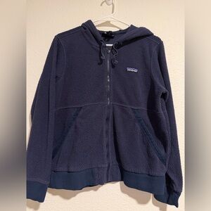 Patagonia Navy Full-Zip Teddy Fleece Hoodie